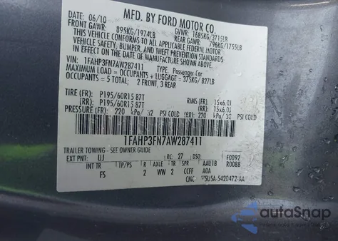 2010 Ford Focus Se from USA, damaged, VIN 1FAHP3FN7AW287411